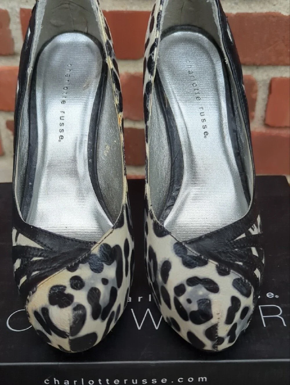 Russ Black and White Leopard Platform Pumps 4.5 in